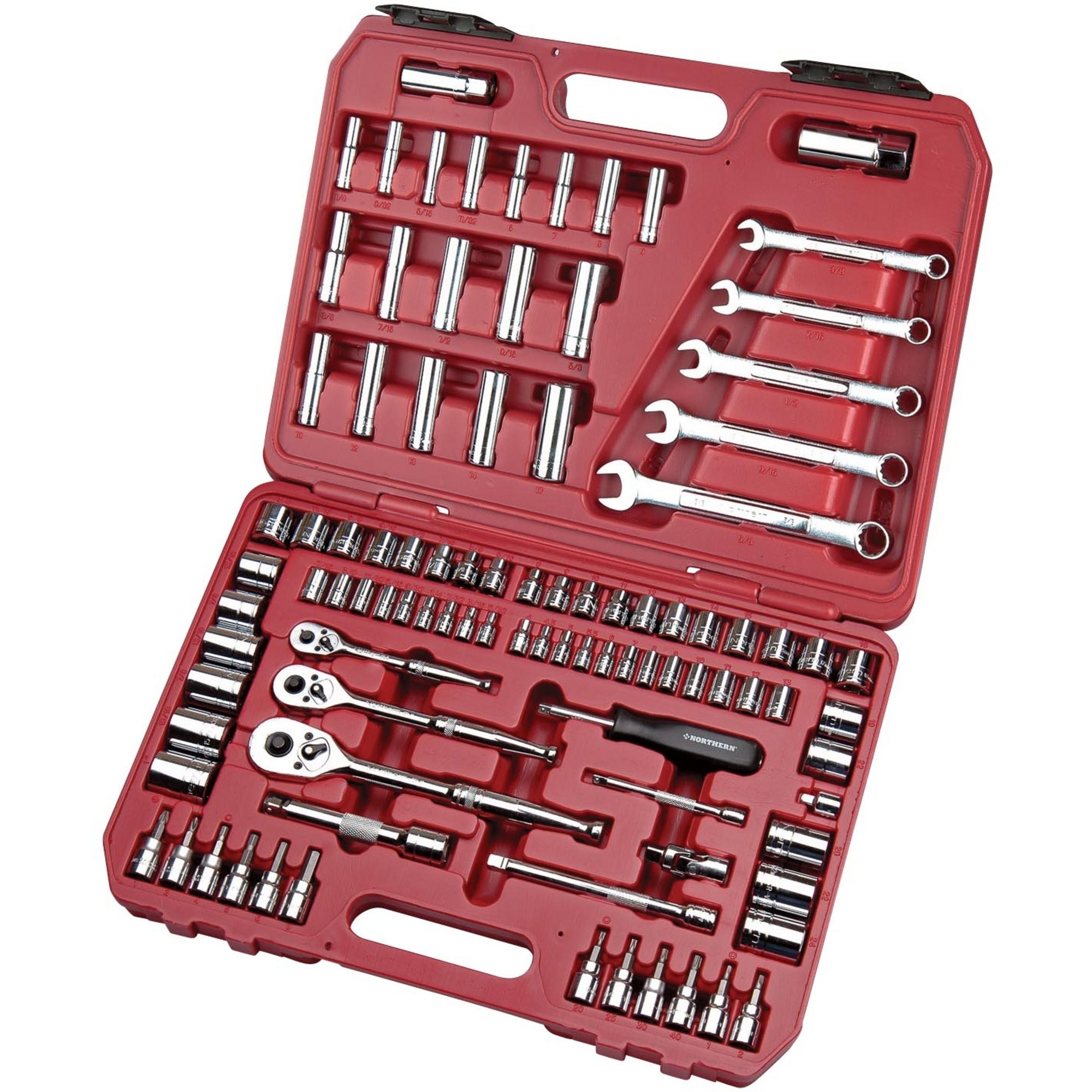 Northern Industrial Socket Set — 1/4 in., 3/8 in. & 1/2 in. Drives, 97-Pc. SAE/Metric Set